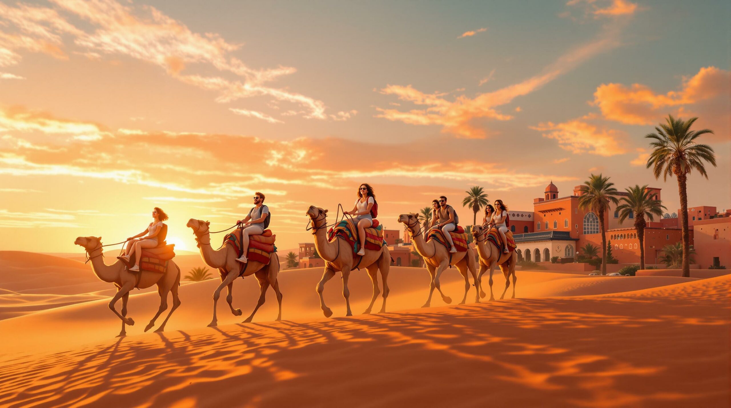 plongez dans l'expérience unique de marrakech avec une balade en chameau. explorez les paysages enchanteurs du désert tout en découvrant la culture locale sous un nouvel angle. une aventure inoubliable vous attend !