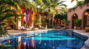 plongez dans un havre de paix à marrakech avec notre piscine de rêve située dans un magnifique riad. profitez d'une oasis privée alliant luxe, tranquillité et charme marocain. réservez votre escapade inoubliable dès maintenant !