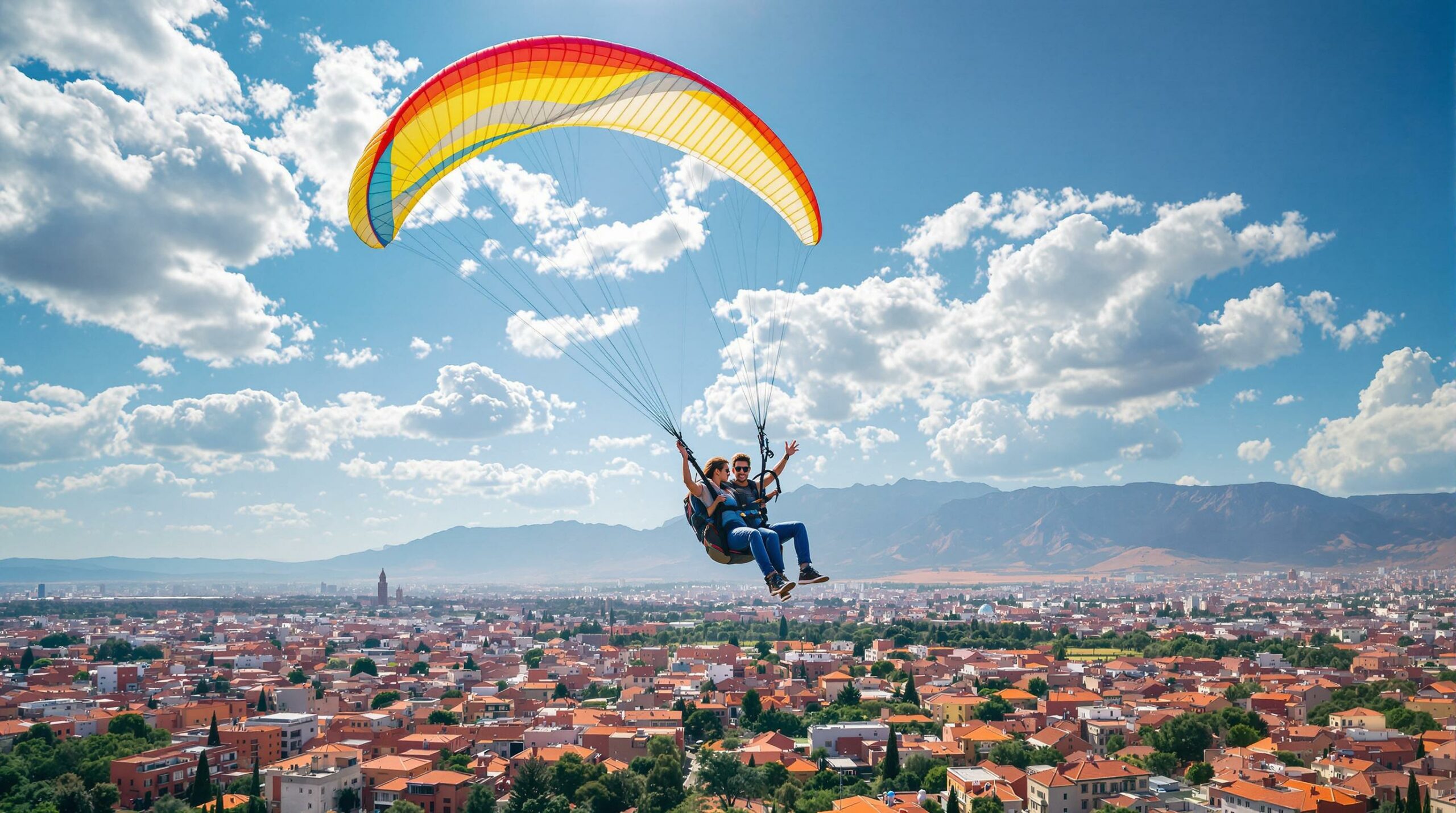 découvrez le parapente à marrakech et survolez des paysages époustouflants. vivez une expérience unique et inoubliable en vous lançant dans les cieux marocains. réservez dès maintenant votre aventure aérienne !