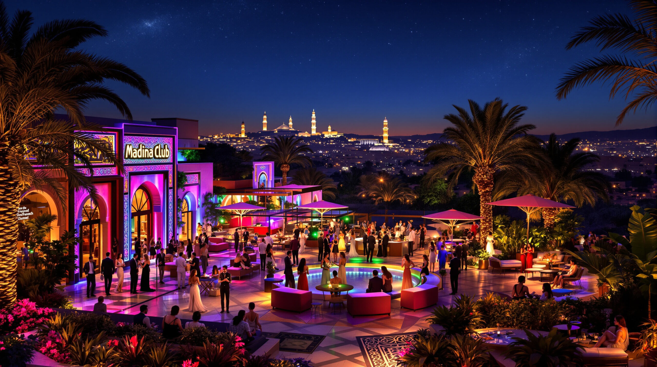 plongez dans l’ambiance unique du madina club marrakech, la référence pour des soirées inoubliables en 2025 ! ambiance festive, musique entraînante et cadre exceptionnel vous attendent. réservez votre expérience dès maintenant !