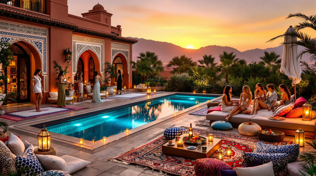 Location de villa et activités pour un enterrement de vie de jeune fille exclusif à Marrakech